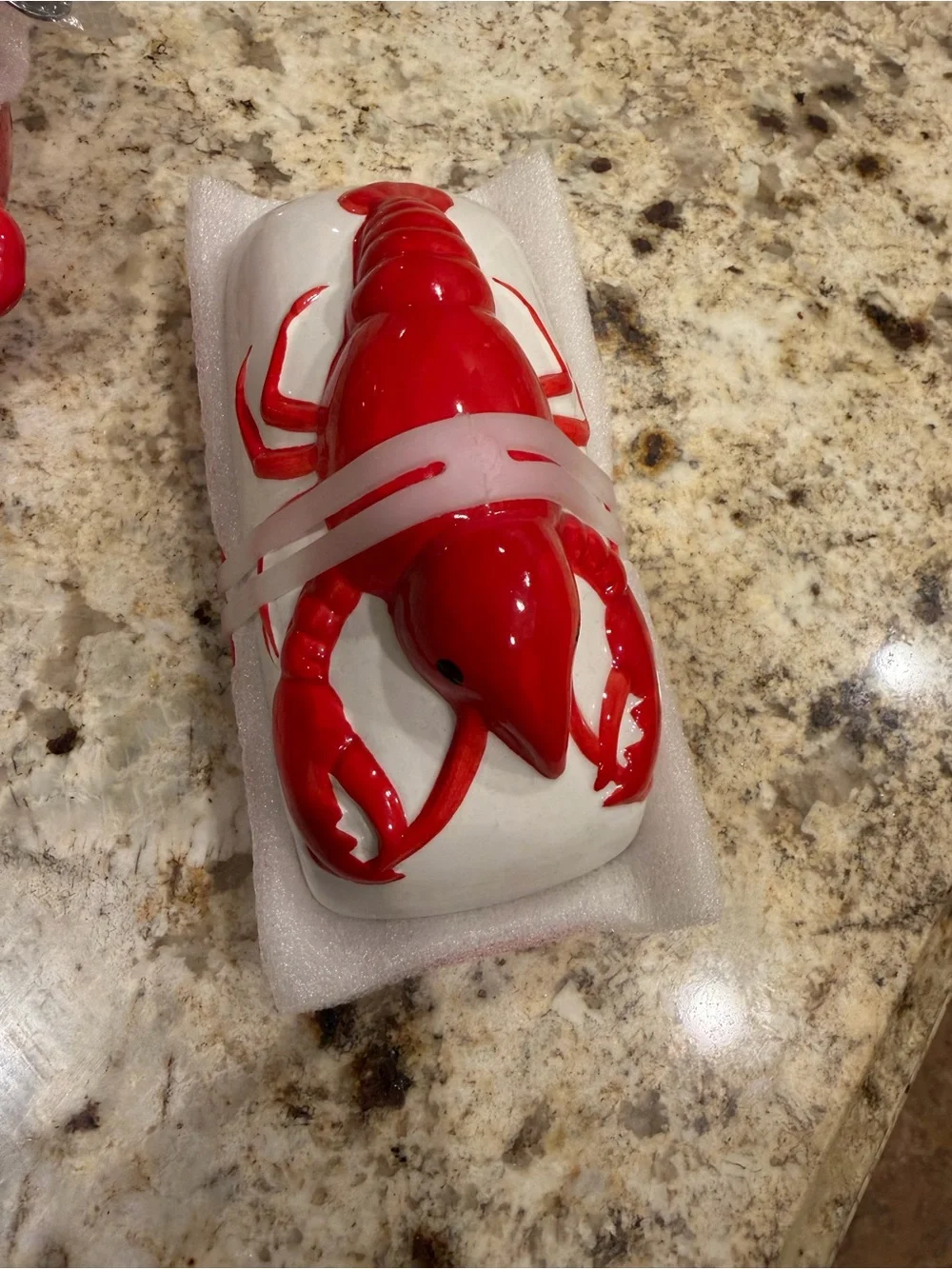 Shades of Summer Ceramic Red Crab Dish and Lobster Butter Dish Set -